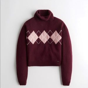Hollister Argyle Turtleneck Sweater NWT